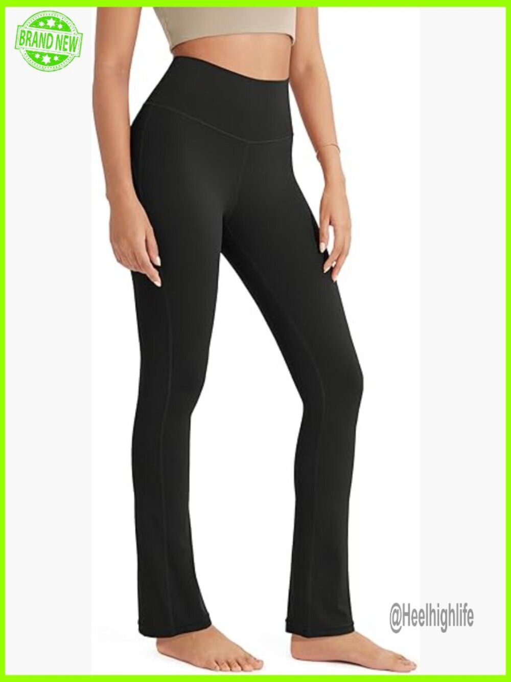 High Waist Straight Leg Yoga Pants, 30 Inseam, Cloud Soft Fabric, Back Pocket
